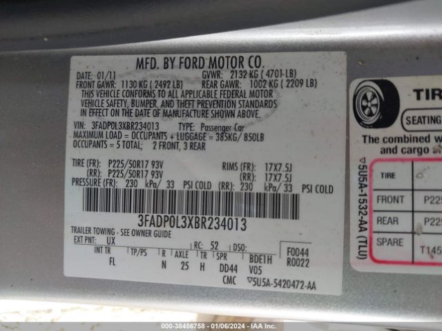 Photo 8 VIN: 3FADP0L3XBR234013 - FORD FUSION HYBRID 