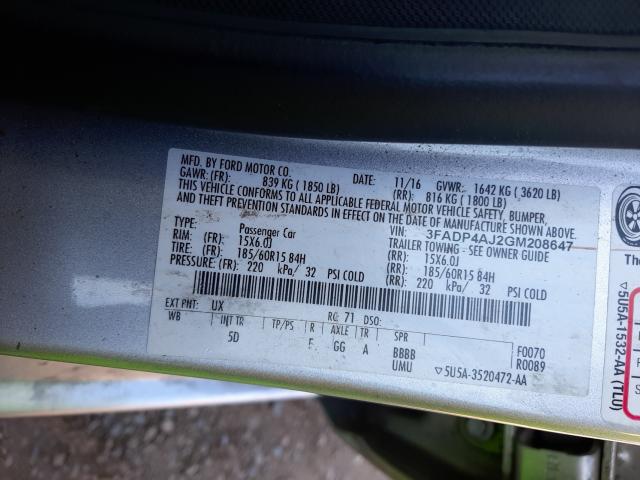 Photo 9 VIN: 3FADP4AJ2GM208647 - FORD FIESTA S 