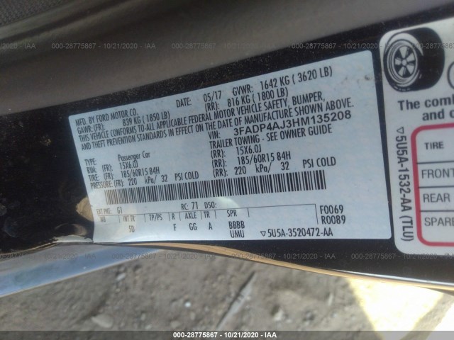 Photo 8 VIN: 3FADP4AJ3HM135208 - FORD FIESTA 