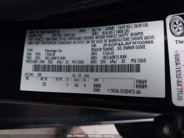 Photo 8 VIN: 3FADP4AJ6FM100966 - FORD FIESTA 