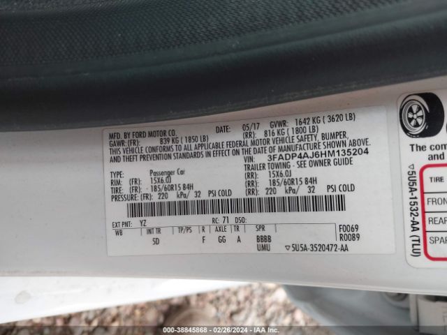 Photo 8 VIN: 3FADP4AJ6HM135204 - FORD FIESTA 