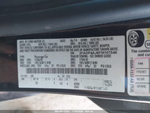 Photo 8 VIN: 3FADP4AJ8FM107546 - FORD FIESTA 