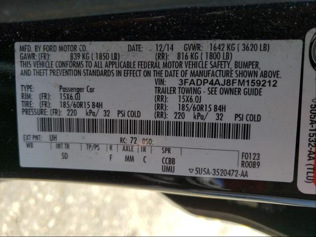 Photo 9 VIN: 3FADP4AJ8FM159212 - FORD FIESTA S 