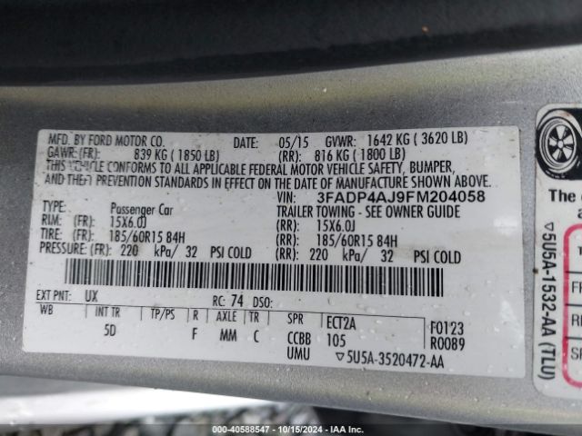 Photo 8 VIN: 3FADP4AJ9FM204058 - FORD FIESTA 