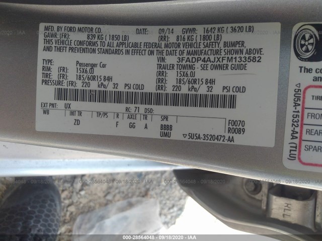 Photo 8 VIN: 3FADP4AJXFM133582 - FORD FIESTA 