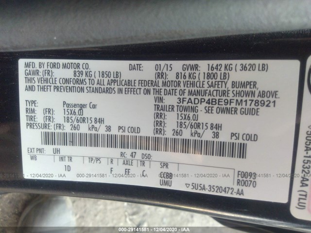 Photo 8 VIN: 3FADP4BE9FM178921 - FORD FIESTA 