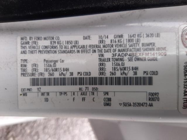 Photo 12 VIN: 3FADP4BEXFM141909 - FORD FIESTA SE 