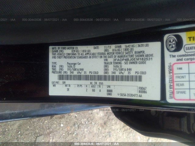 Photo 8 VIN: 3FADP4BJ0EM182531 - FORD FIESTA 