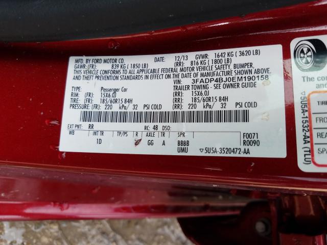 Photo 9 VIN: 3FADP4BJ0EM190158 - FORD FIESTA SE 