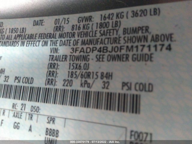 Photo 8 VIN: 3FADP4BJ0FM171174 - FORD FIESTA 