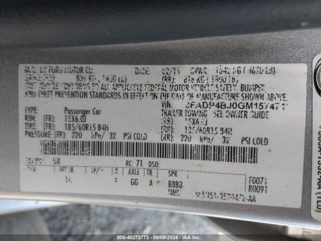 Photo 8 VIN: 3FADP4BJ0GM157471 - FORD FIESTA 