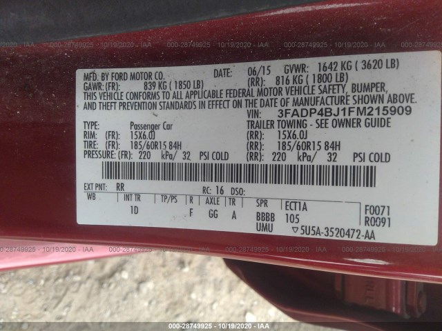 Photo 8 VIN: 3FADP4BJ1FM215909 - FORD FIESTA 