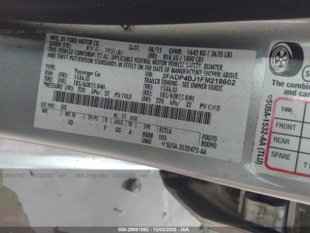 Photo 8 VIN: 3FADP4BJ1FM218602 - FORD FIESTA 