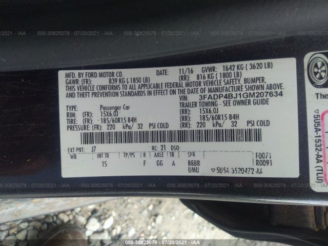 Photo 8 VIN: 3FADP4BJ1GM207634 - FORD FIESTA 