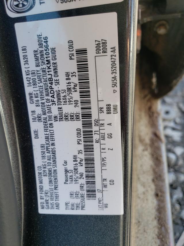 Photo 9 VIN: 3FADP4BJ1KM105646 - FORD FIESTA SE 