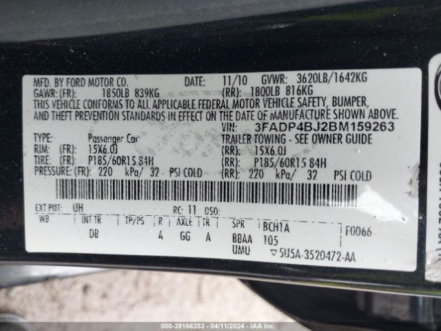 Photo 8 VIN: 3FADP4BJ2BM159263 - FORD FIESTA 