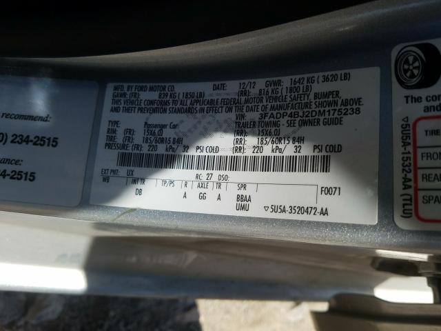 Photo 9 VIN: 3FADP4BJ2DM175238 - FORD FIESTA SE 