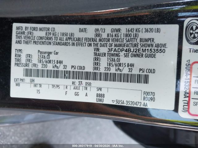 Photo 8 VIN: 3FADP4BJ2EM153550 - FORD FIESTA 