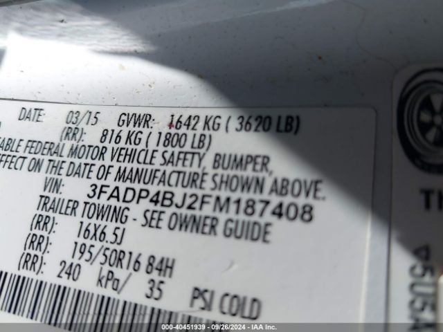 Photo 8 VIN: 3FADP4BJ2FM187408 - FORD FIESTA 