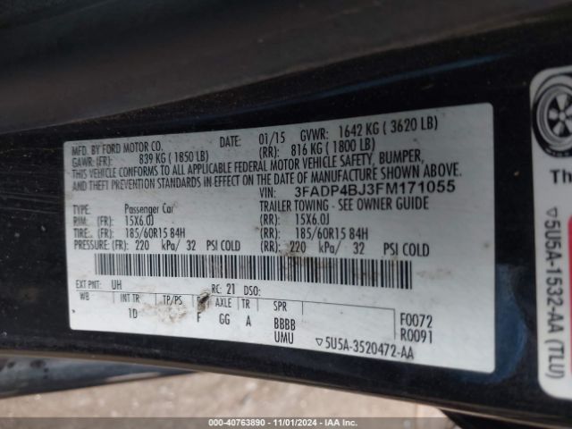 Photo 8 VIN: 3FADP4BJ3FM171055 - FORD FIESTA 