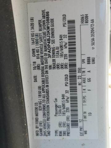 Photo 11 VIN: 3FADP4BJ3KM108886 - FORD FIESTA SE 