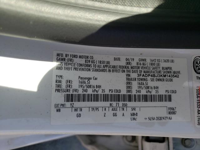 Photo 9 VIN: 3FADP4BJ3KM143542 - FORD FIESTA SE 