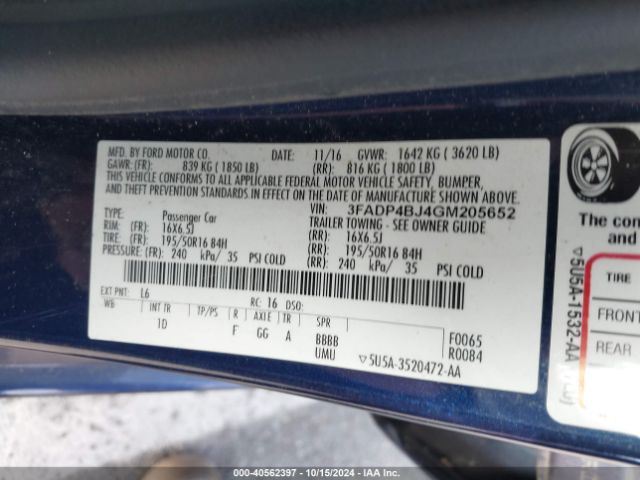 Photo 8 VIN: 3FADP4BJ4GM205652 - FORD FIESTA 