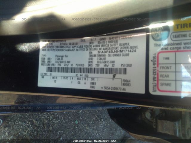 Photo 8 VIN: 3FADP4BJ4HM171424 - FORD FIESTA 