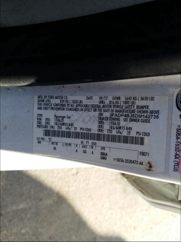 Photo 9 VIN: 3FADP4BJ5DM142735 - FORD FIESTA SE 