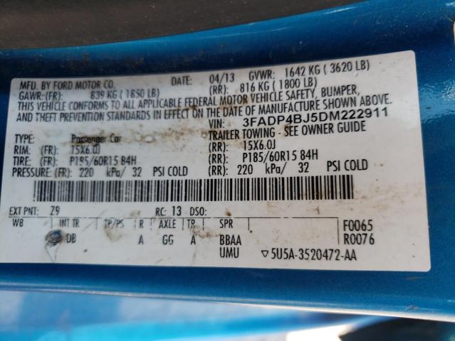 Photo 9 VIN: 3FADP4BJ5DM222911 - FORD FIESTA SE 