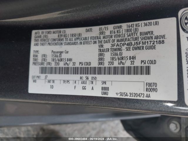 Photo 8 VIN: 3FADP4BJ5FM172188 - FORD FIESTA 