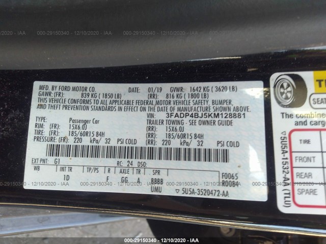 Photo 8 VIN: 3FADP4BJ5KM128881 - FORD FIESTA 