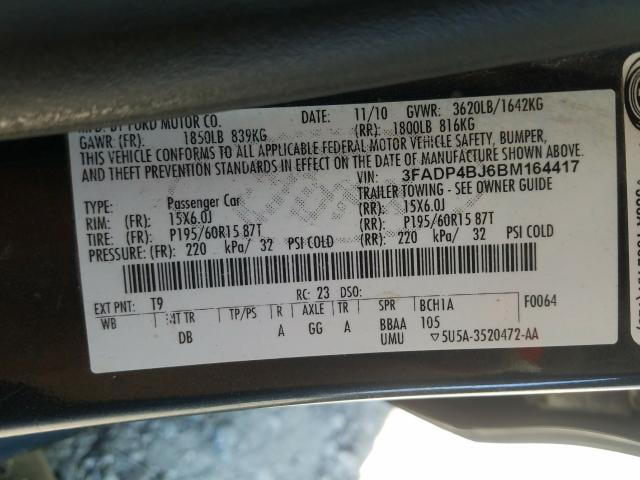 Photo 9 VIN: 3FADP4BJ6BM164417 - FORD FIESTA SE 