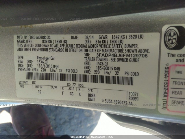 Photo 8 VIN: 3FADP4BJ6FM129706 - FORD FIESTA 