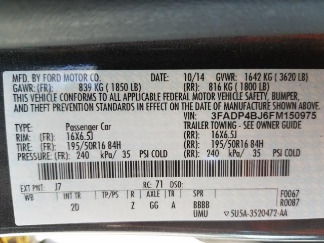 Photo 9 VIN: 3FADP4BJ6FM150975 - FORD FIESTA 