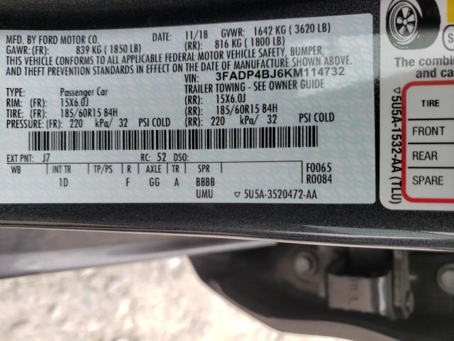 Photo 9 VIN: 3FADP4BJ6KM114732 - FORD FIESTA SE 