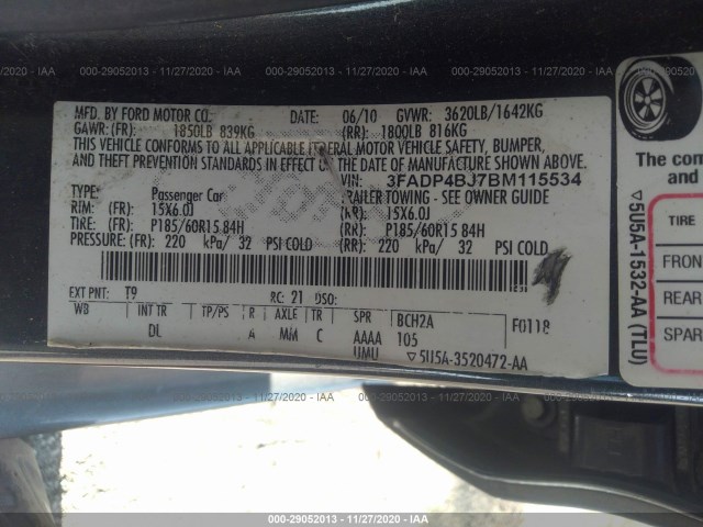 Photo 8 VIN: 3FADP4BJ7BM115534 - FORD FIESTA 