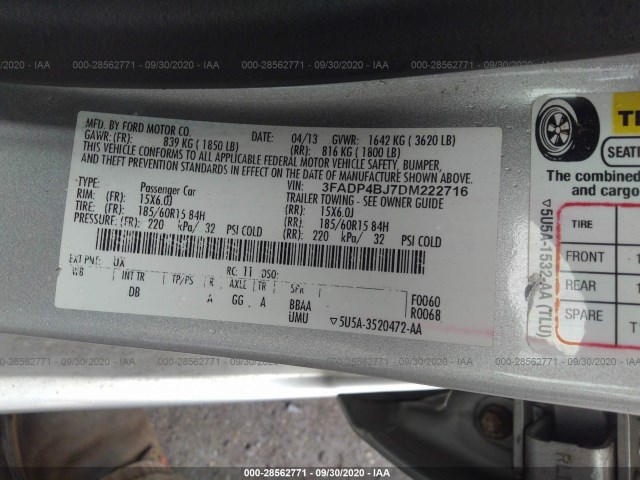 Photo 8 VIN: 3FADP4BJ7DM222716 - FORD FIESTA 