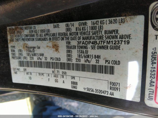 Photo 8 VIN: 3FADP4BJ7FM123719 - FORD FIESTA 