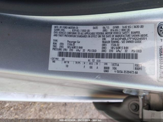 Photo 8 VIN: 3FADP4BJ7FM224551 - FORD FIESTA 