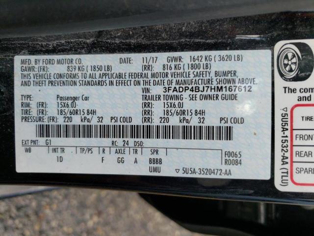 Photo 9 VIN: 3FADP4BJ7HM167612 - FORD FIESTA SE 