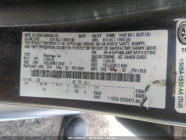 Photo 8 VIN: 3FADP4BJ8EM113750 - FORD FIESTA 