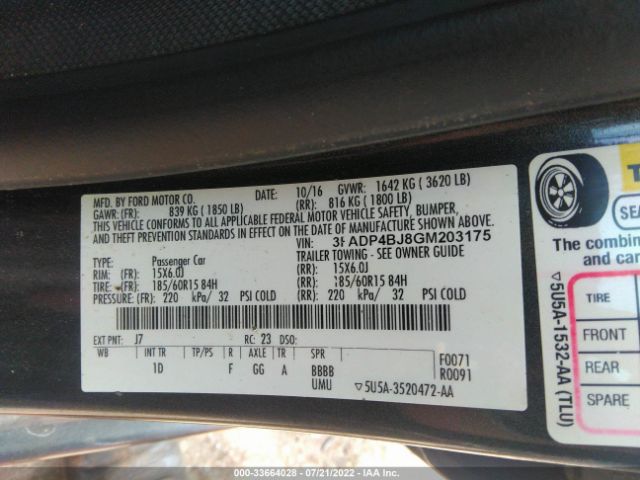 Photo 8 VIN: 3FADP4BJ8GM203175 - FORD FIESTA 