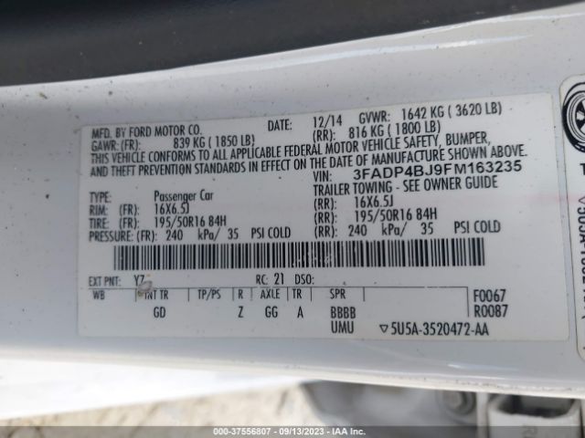 Photo 8 VIN: 3FADP4BJ9FM163235 - FORD FIESTA 