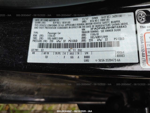 Photo 8 VIN: 3FADP4BJ9HM168843 - FORD FIESTA 