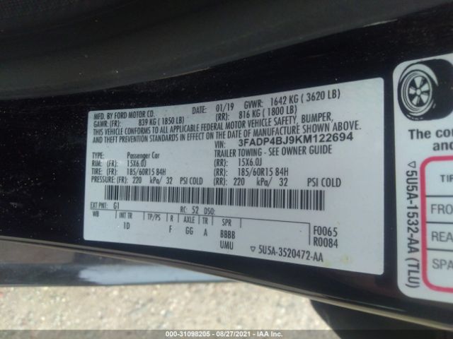 Photo 8 VIN: 3FADP4BJ9KM122694 - FORD FIESTA 