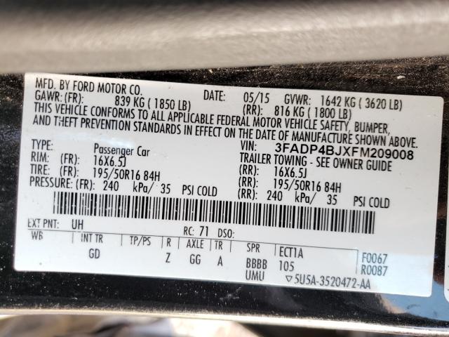 Photo 9 VIN: 3FADP4BJXFM209008 - FORD FIESTA SE 