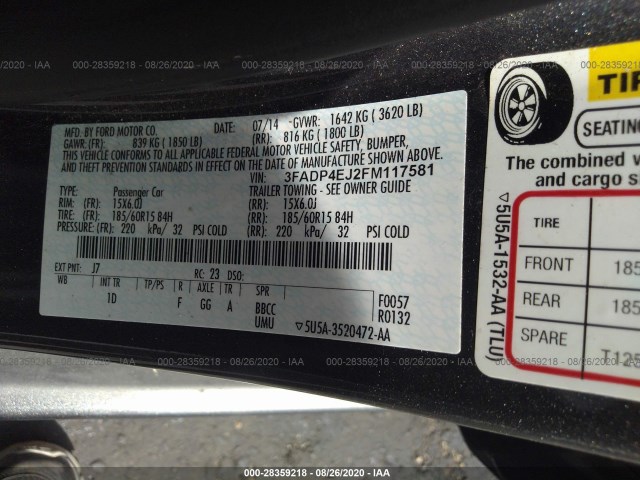 Photo 8 VIN: 3FADP4EJ2FM117581 - FORD FIESTA 