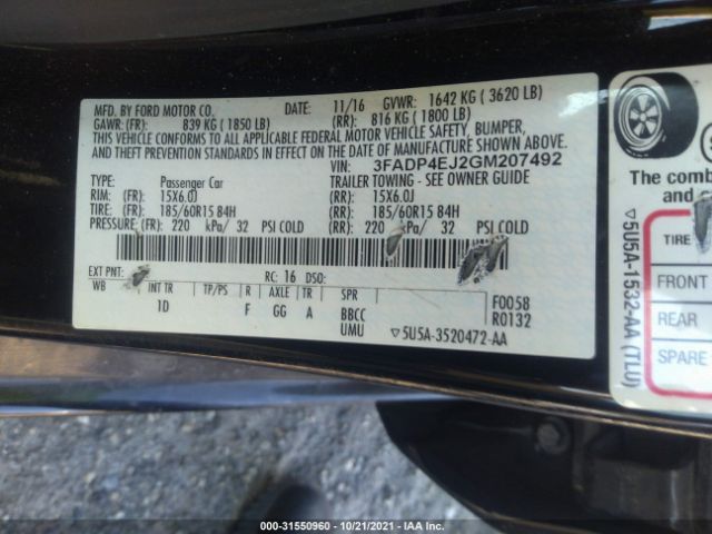 Photo 8 VIN: 3FADP4EJ2GM207492 - FORD FIESTA 