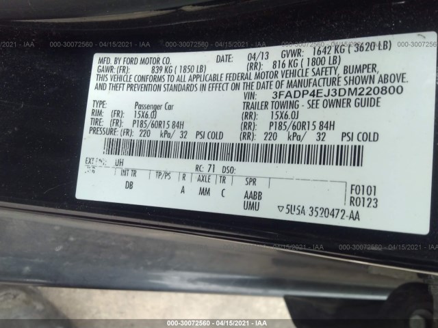 Photo 8 VIN: 3FADP4EJ3DM220800 - FORD FIESTA 